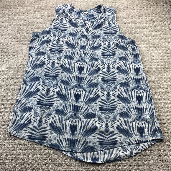 Thyme Maternity Sleeveless Shirt Women Size Extra Large XL Blue White Floral - Picture 1 of 6